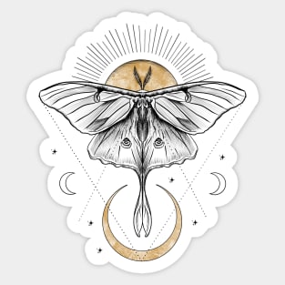 Luna moth moon and sun Sticker